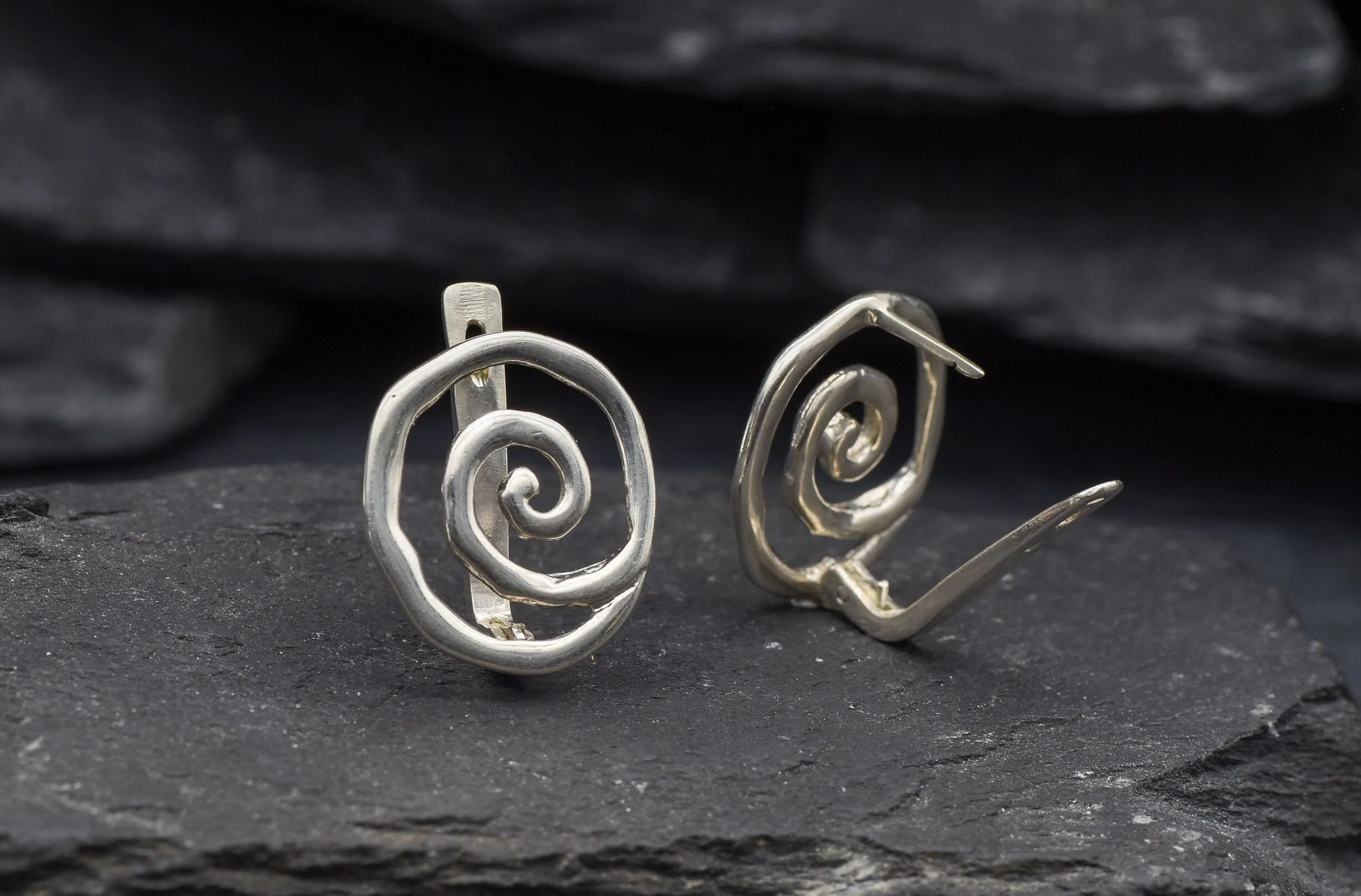 Silver Swirl Studs - Infinity Earrings - Silver Spiral Earrings