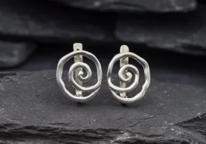 Silver Swirl Studs - Infinity Earrings - Silver Spiral Earrings