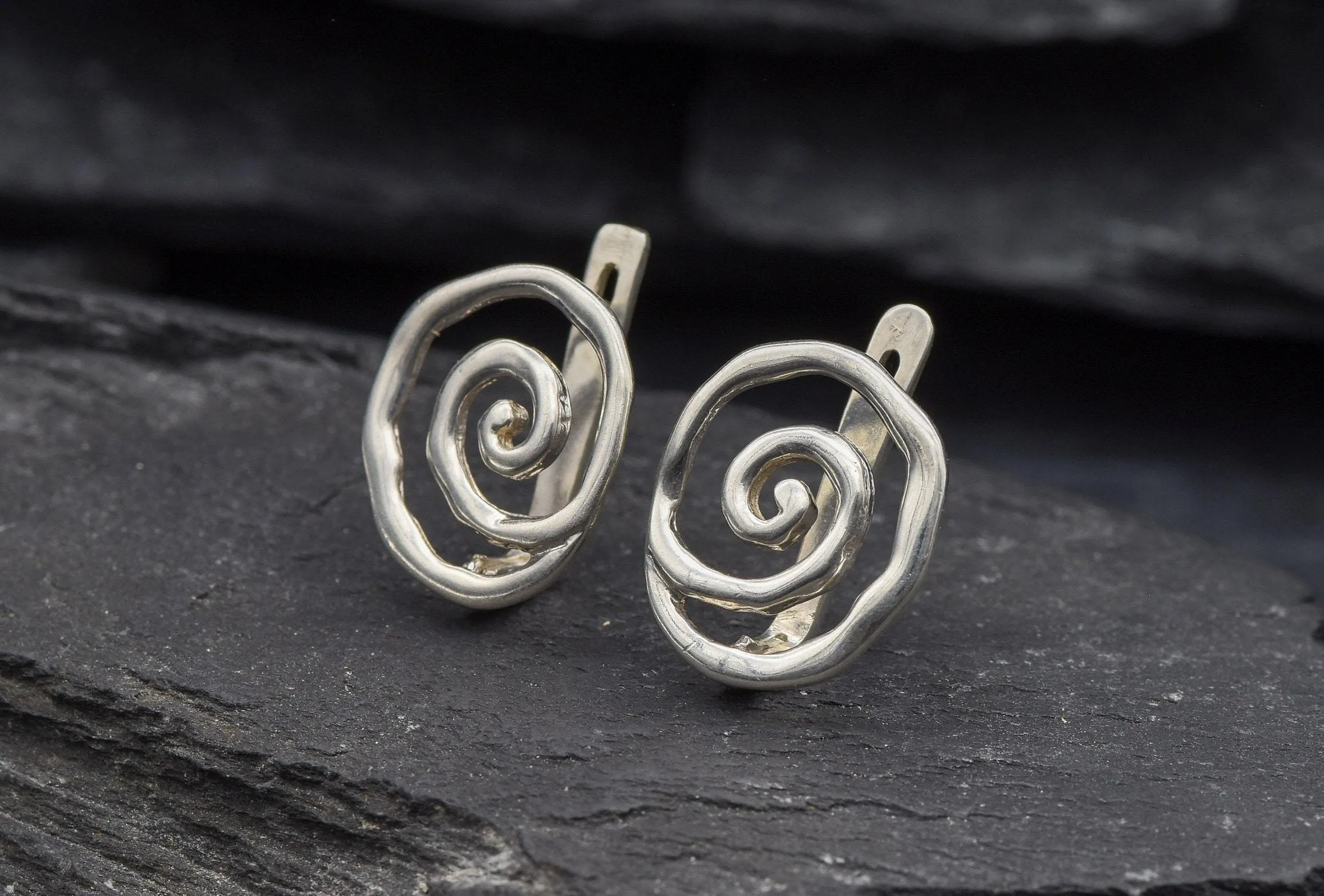 Silver Swirl Studs - Infinity Earrings - Silver Spiral Earrings