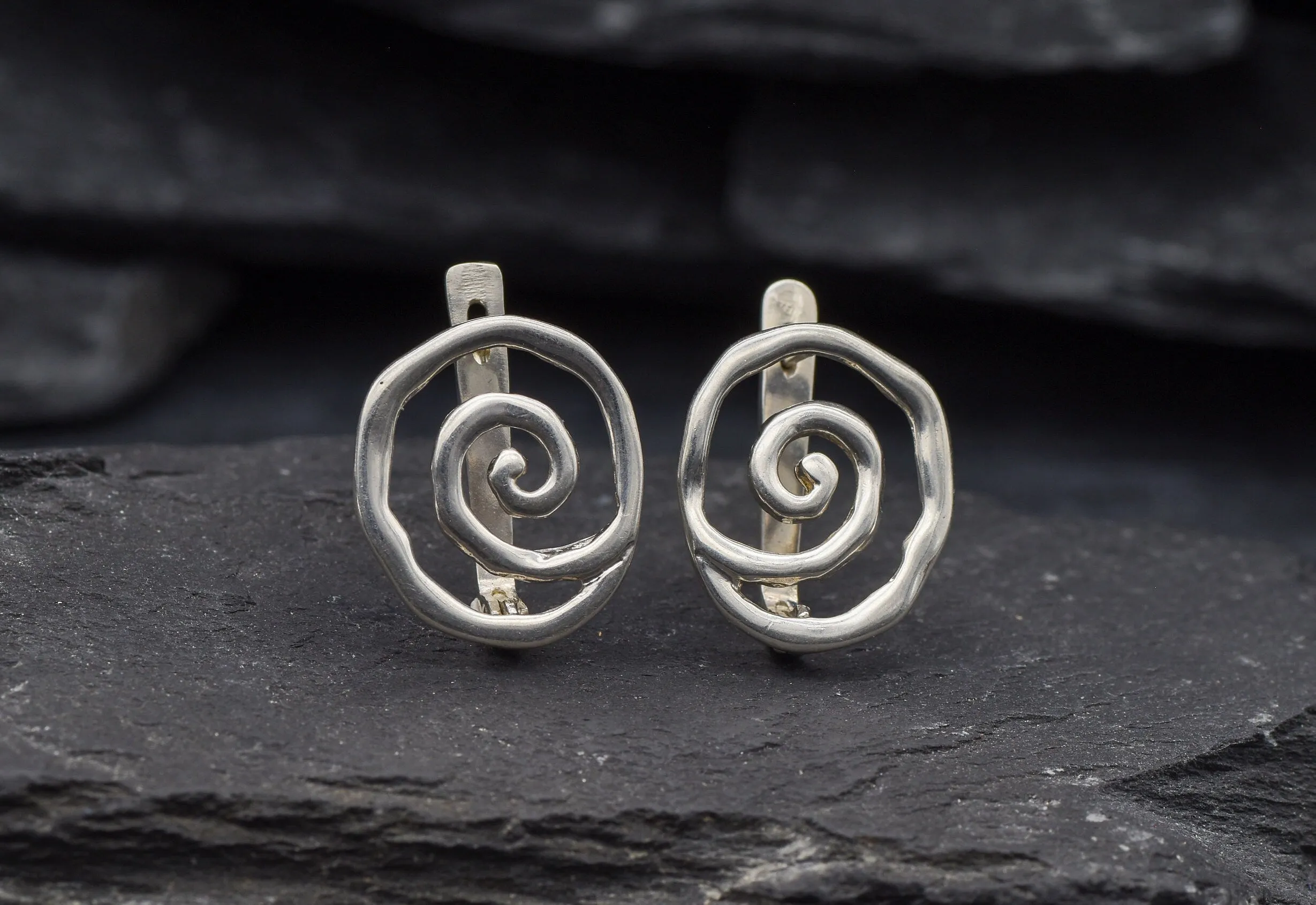 Silver Swirl Studs - Infinity Earrings - Silver Spiral Earrings