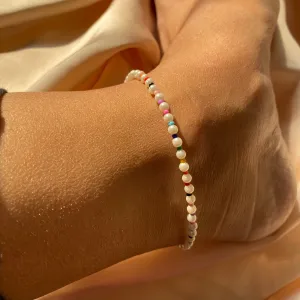 SMALL PEARL ANKLETS WITH BEADS