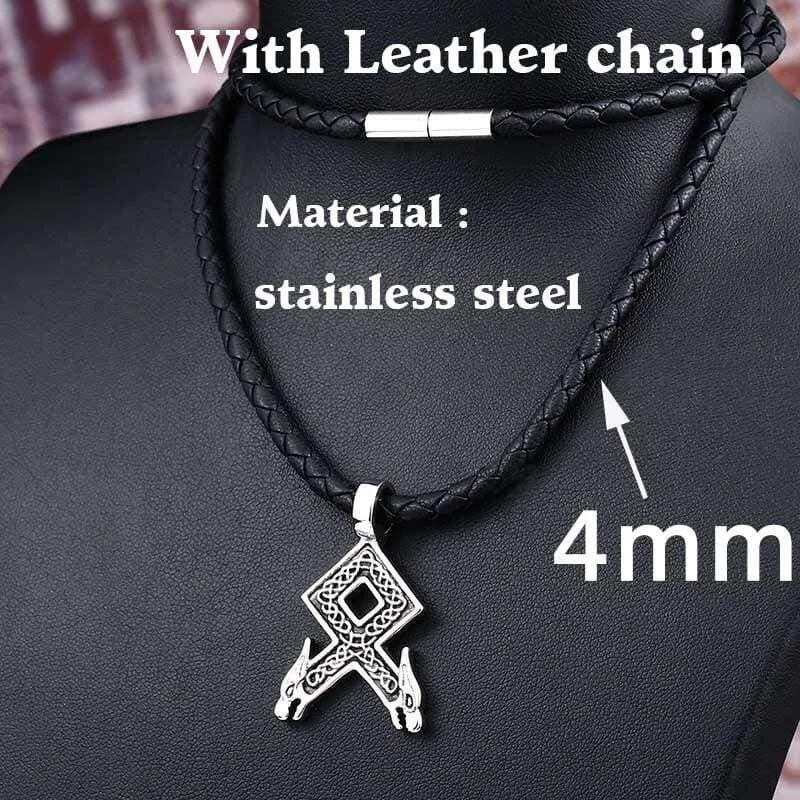 steel soldier nordic viking necklace axe norse viking pendant stainless steel men rune jewelry