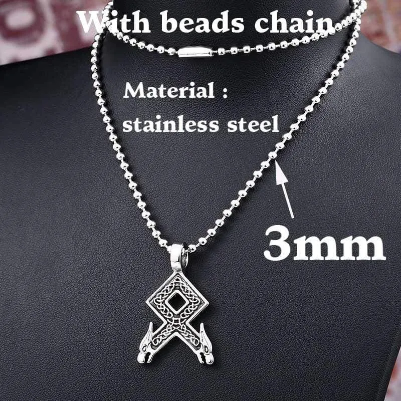 steel soldier nordic viking necklace axe norse viking pendant stainless steel men rune jewelry