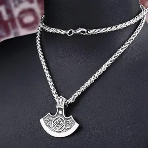 steel soldier nordic viking necklace axe norse viking pendant stainless steel men rune jewelry