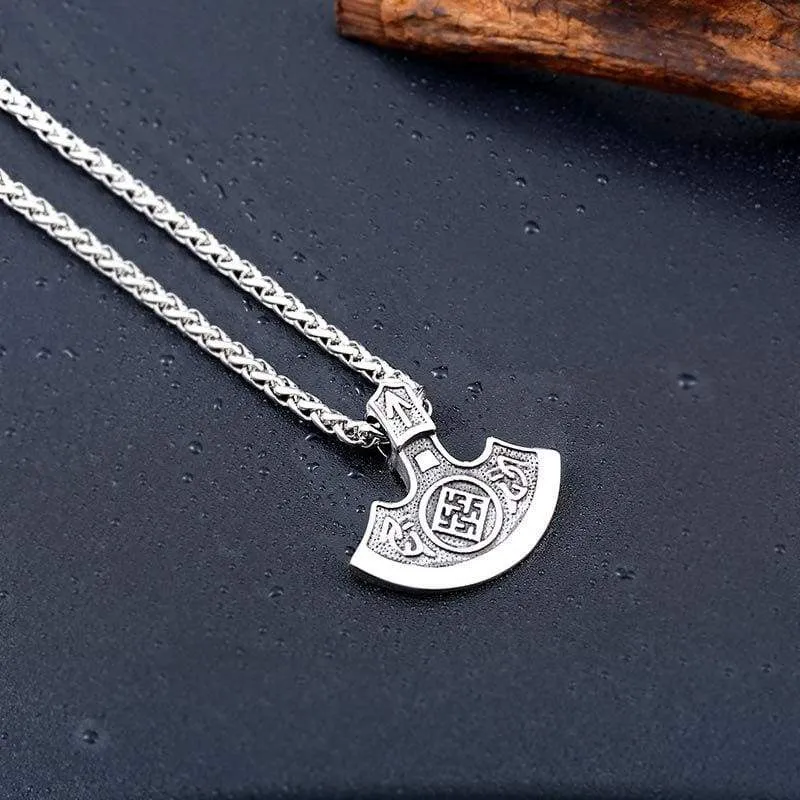 steel soldier nordic viking necklace axe norse viking pendant stainless steel men rune jewelry