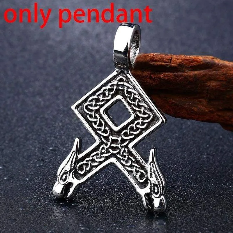 steel soldier nordic viking necklace axe norse viking pendant stainless steel men rune jewelry