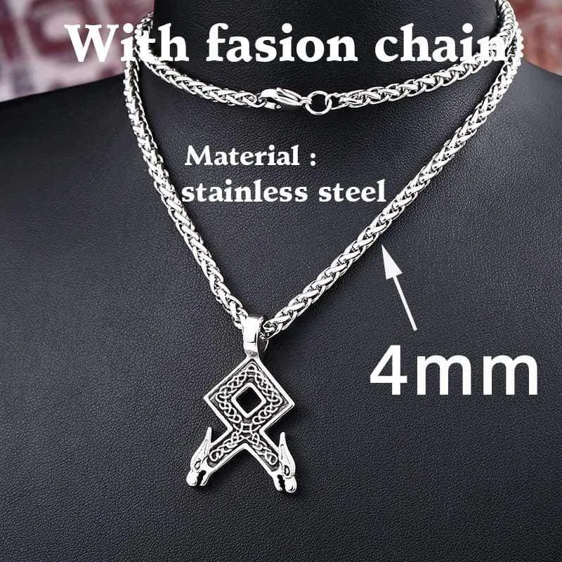 steel soldier nordic viking necklace axe norse viking pendant stainless steel men rune jewelry