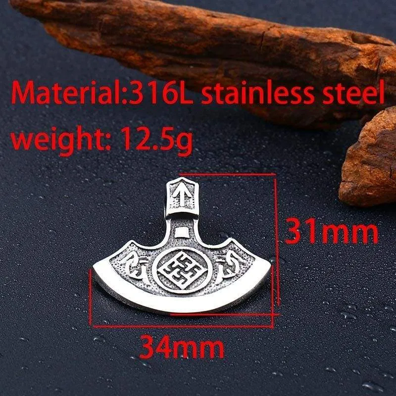 steel soldier nordic viking necklace axe norse viking pendant stainless steel men rune jewelry