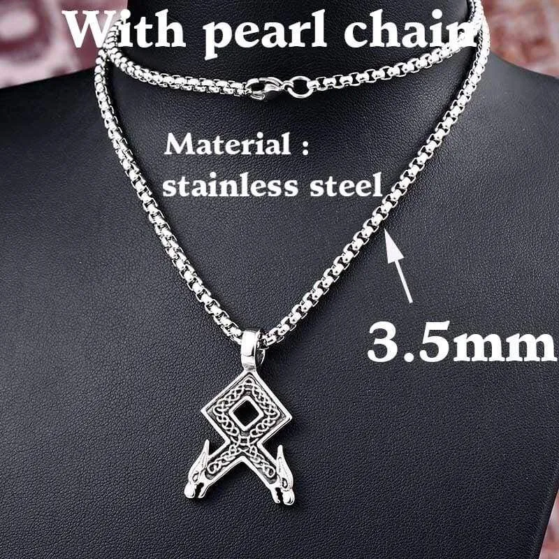 steel soldier nordic viking necklace axe norse viking pendant stainless steel men rune jewelry