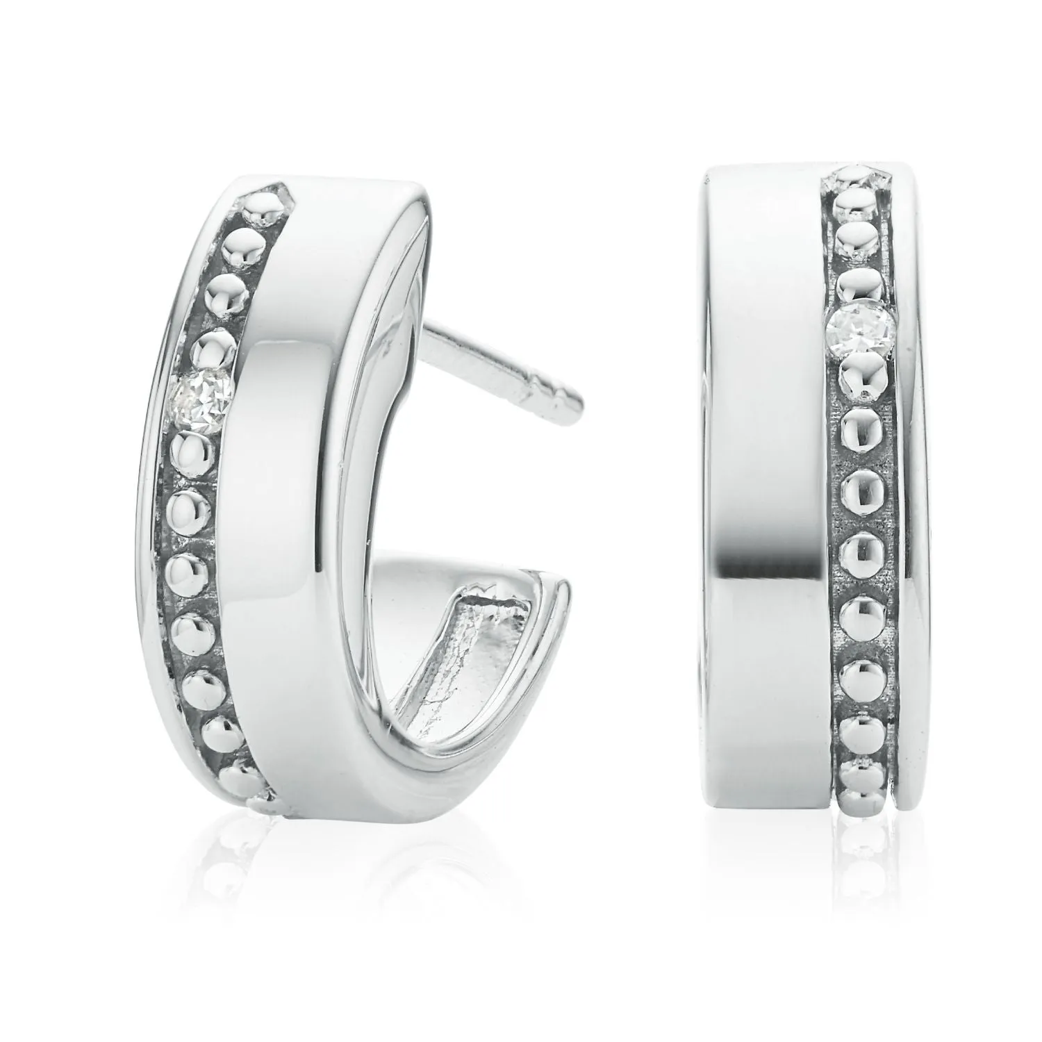 Sterling Silver Diamond Trio Hoop Earrings