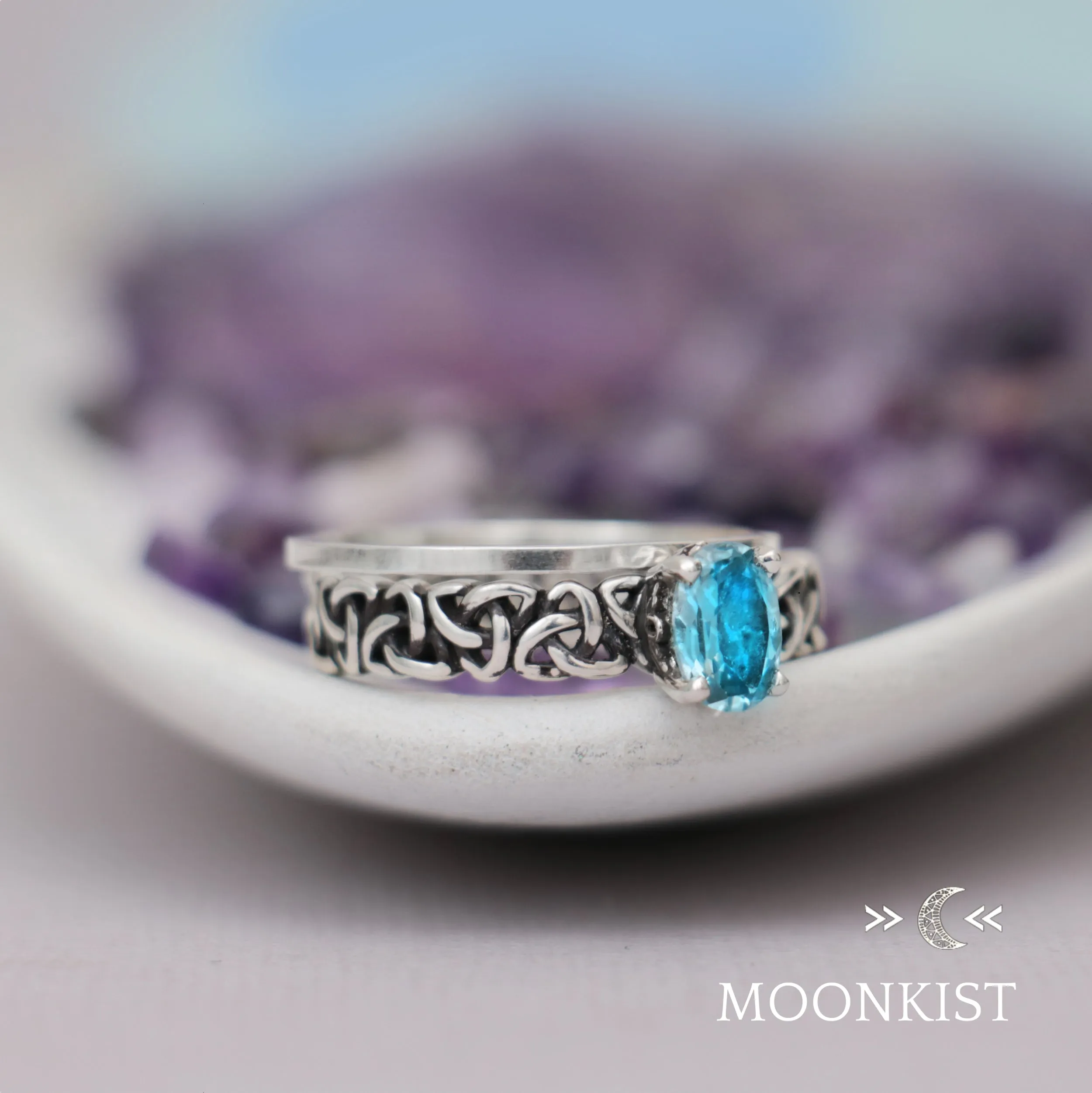 Sterling Silver Trinity Celtic Engagement Ring Set  | Moonkist Designs