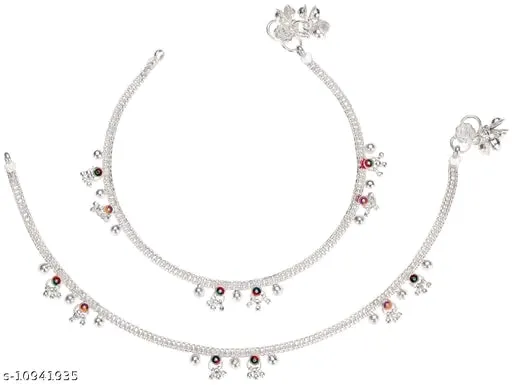 Stylish Silver-Plated Alloy Metal Anklet for Women with Artificial Stones