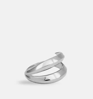 Sumatra doule coil sculptural ring | Sterling Silver - White Rhodium