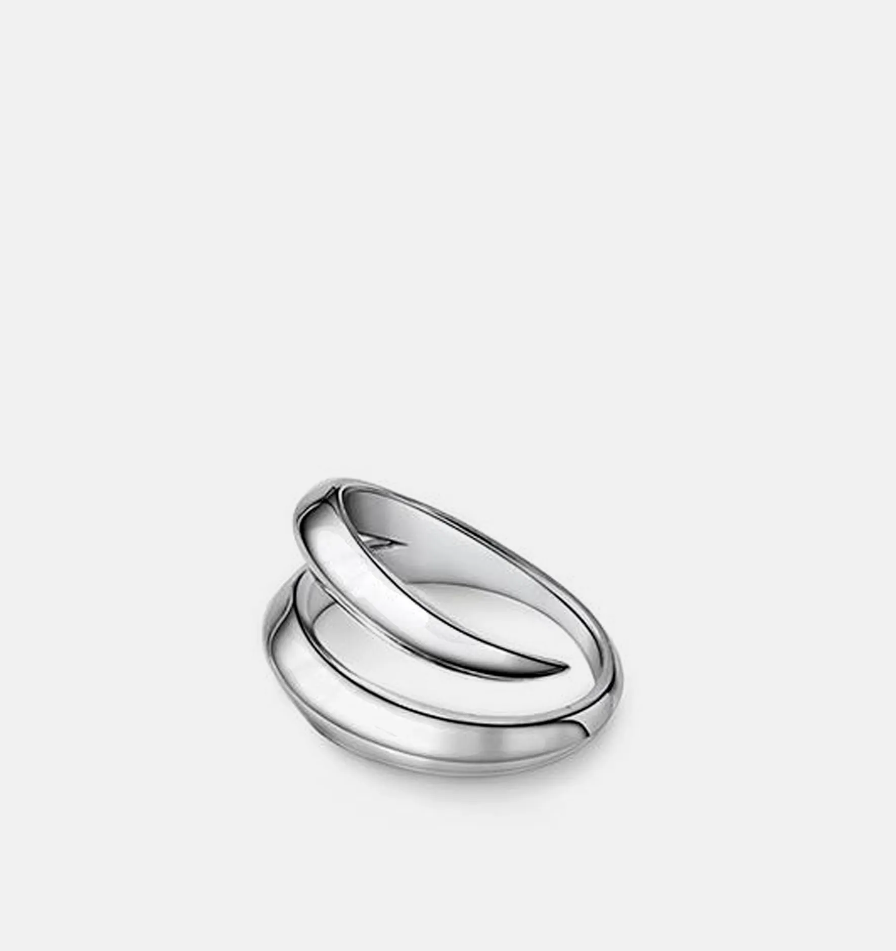 Sumatra doule coil sculptural ring | Sterling Silver - White Rhodium