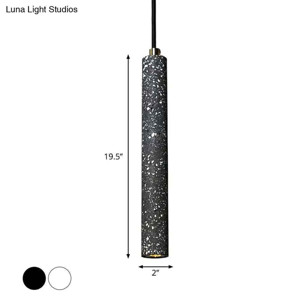 Terrazzo Flute Pendulum Light - Nordic LED Bistro Pendant (10"/19.5" Tall) - White/Black