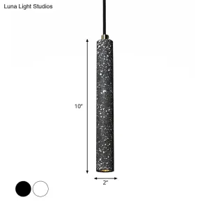 Terrazzo Flute Pendulum Light - Nordic LED Bistro Pendant (10"/19.5" Tall) - White/Black