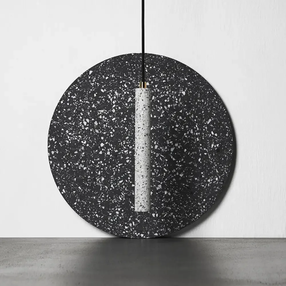 Terrazzo Flute Pendulum Light - Nordic LED Bistro Pendant (10"/19.5" Tall) - White/Black