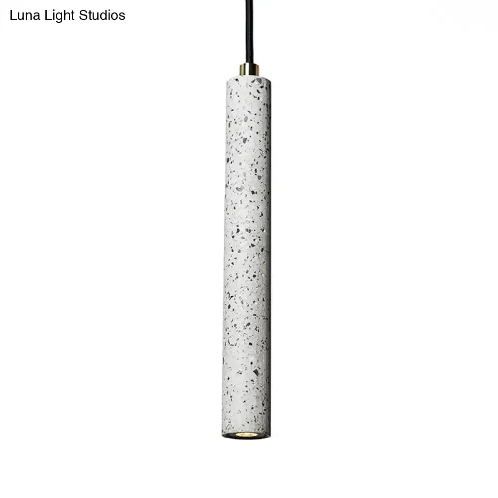 Terrazzo Flute Pendulum Light - Nordic LED Bistro Pendant (10"/19.5" Tall) - White/Black