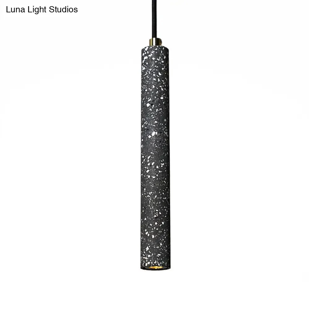 Terrazzo Flute Pendulum Light - Nordic LED Bistro Pendant (10"/19.5" Tall) - White/Black