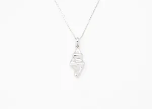 Textured Silver Pendant - Dainty Asymmetric Necklace - Minimalist Silver Pendant