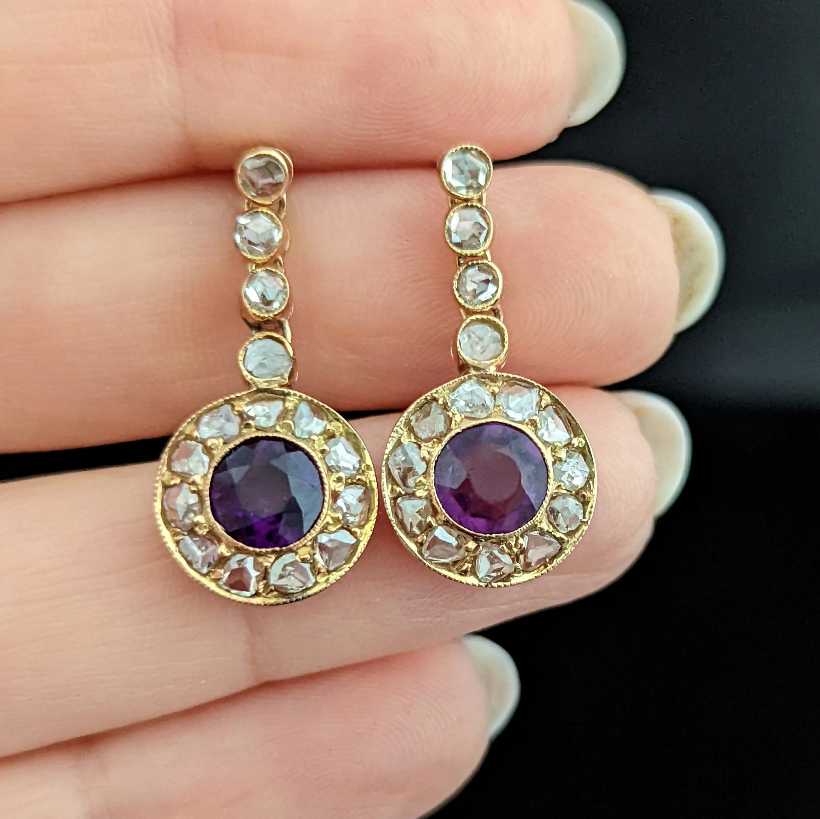 The Antibes - Estate Diamond Gemstone 14k Gold Earrings