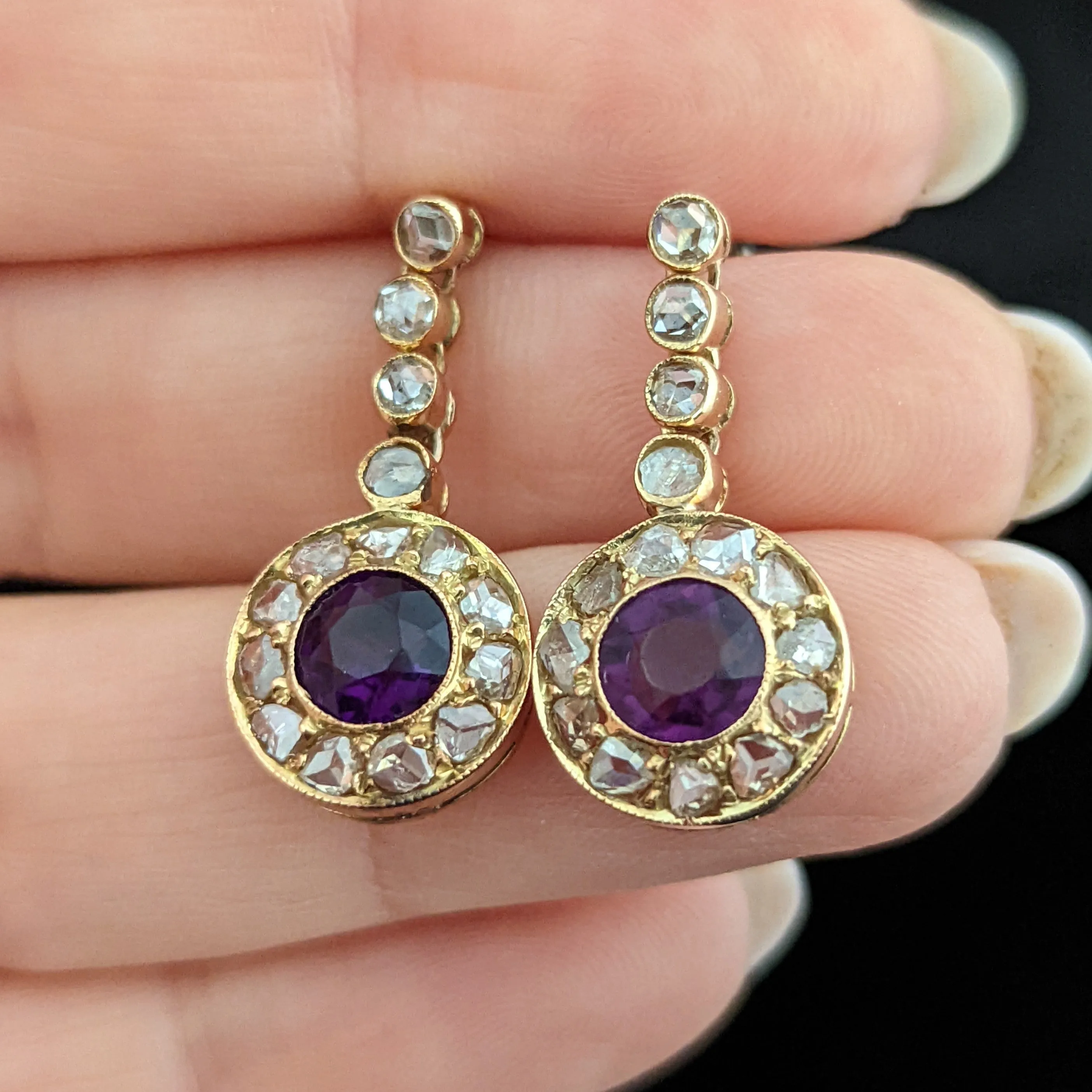 The Antibes - Estate Diamond Gemstone 14k Gold Earrings