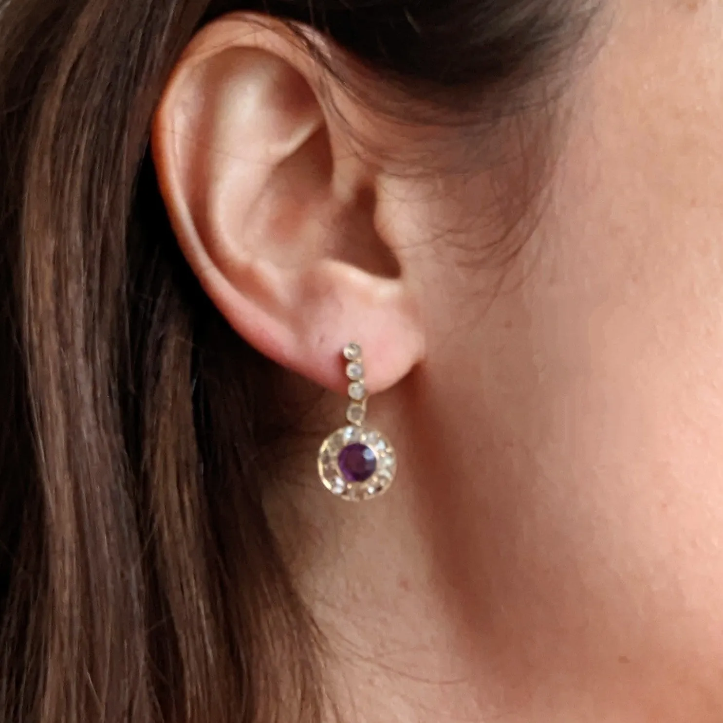 The Antibes - Estate Diamond Gemstone 14k Gold Earrings