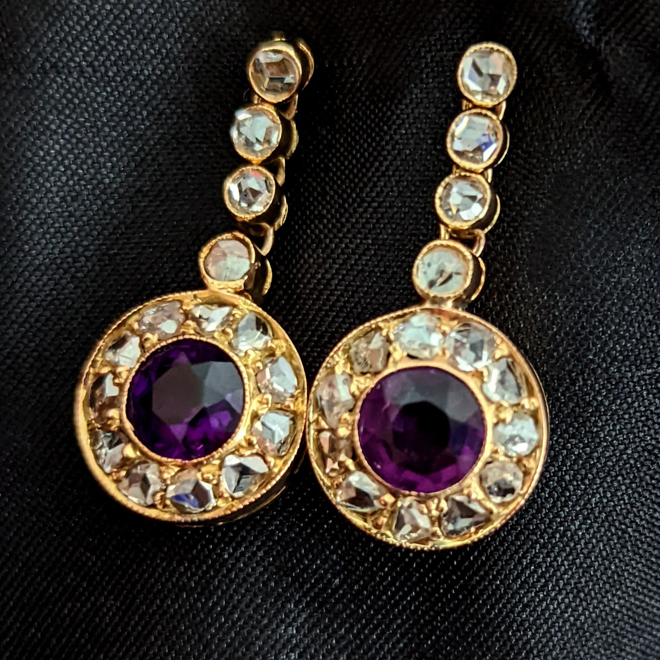 The Antibes - Estate Diamond Gemstone 14k Gold Earrings