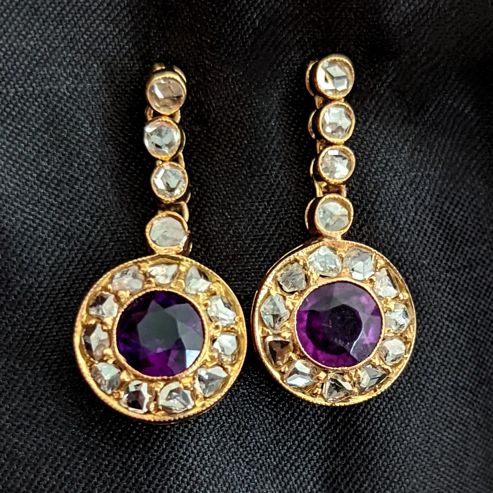 The Antibes - Estate Diamond Gemstone 14k Gold Earrings