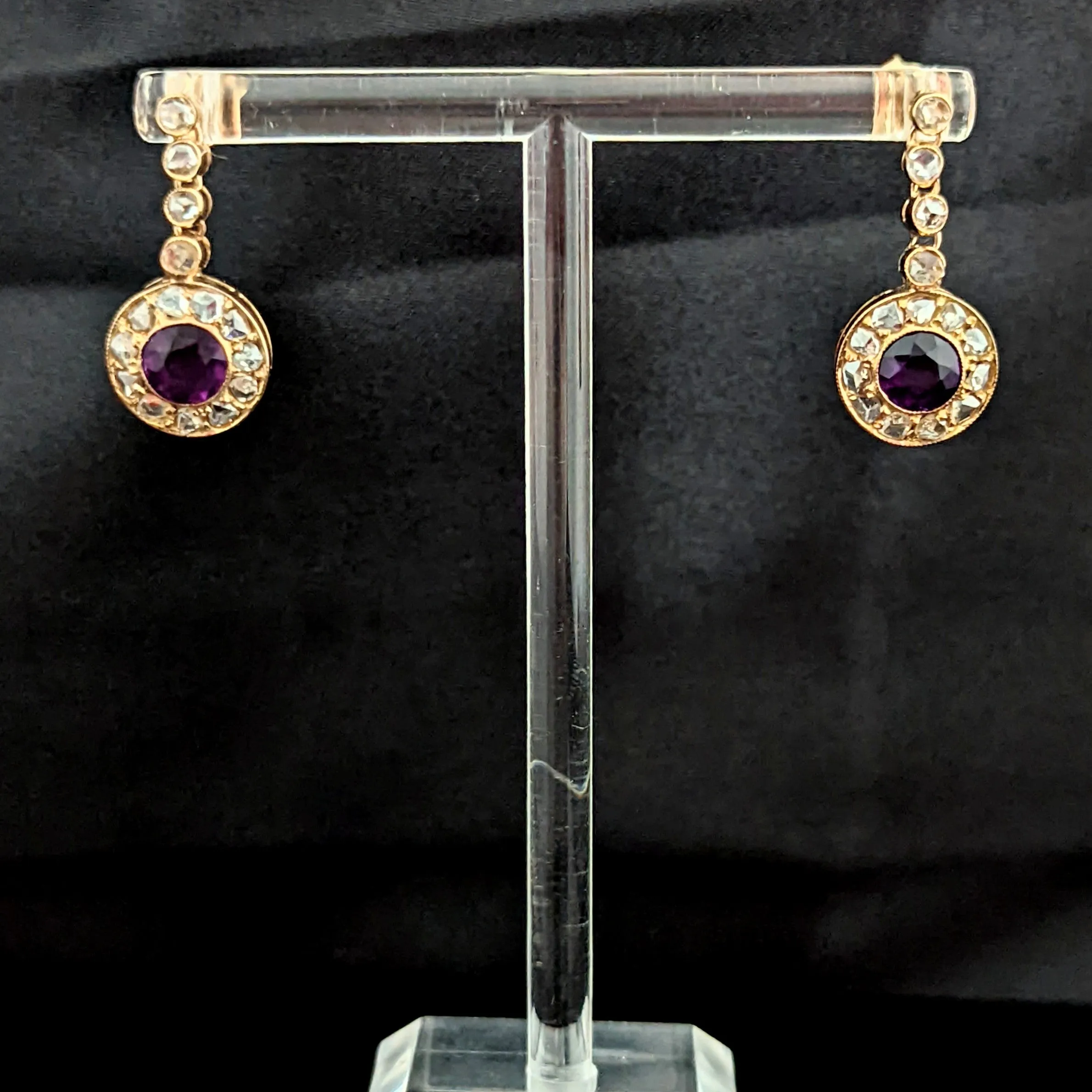 The Antibes - Estate Diamond Gemstone 14k Gold Earrings