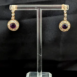 The Antibes - Estate Diamond Gemstone 14k Gold Earrings