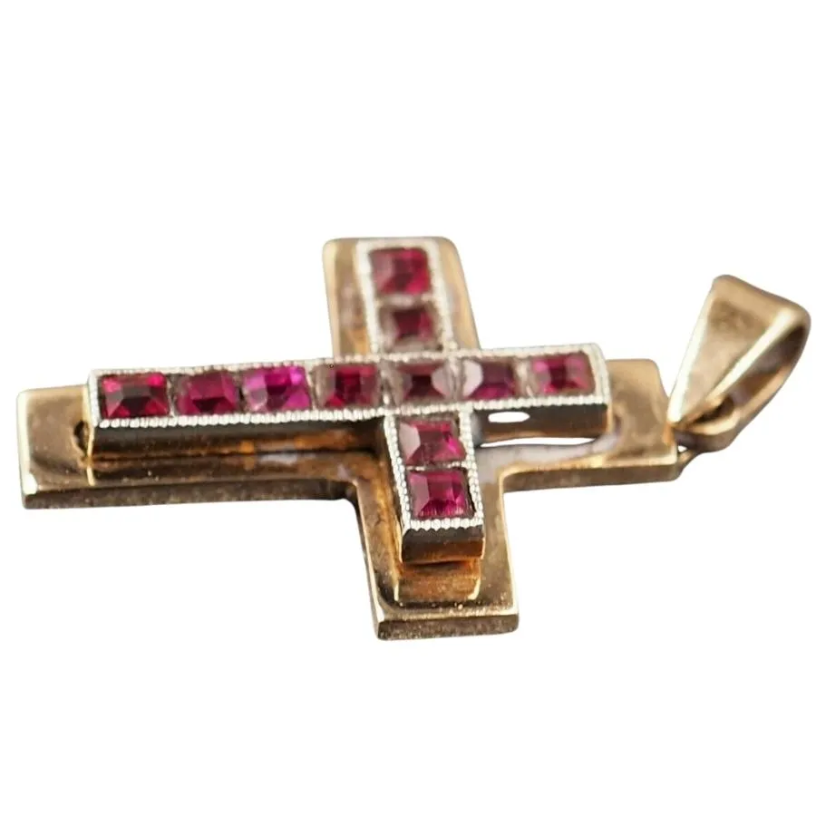 Timeless Elegance - 18ct Yellow & White Gold Ruby Cross Pendant