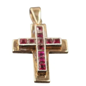 Timeless Elegance - 18ct Yellow & White Gold Ruby Cross Pendant