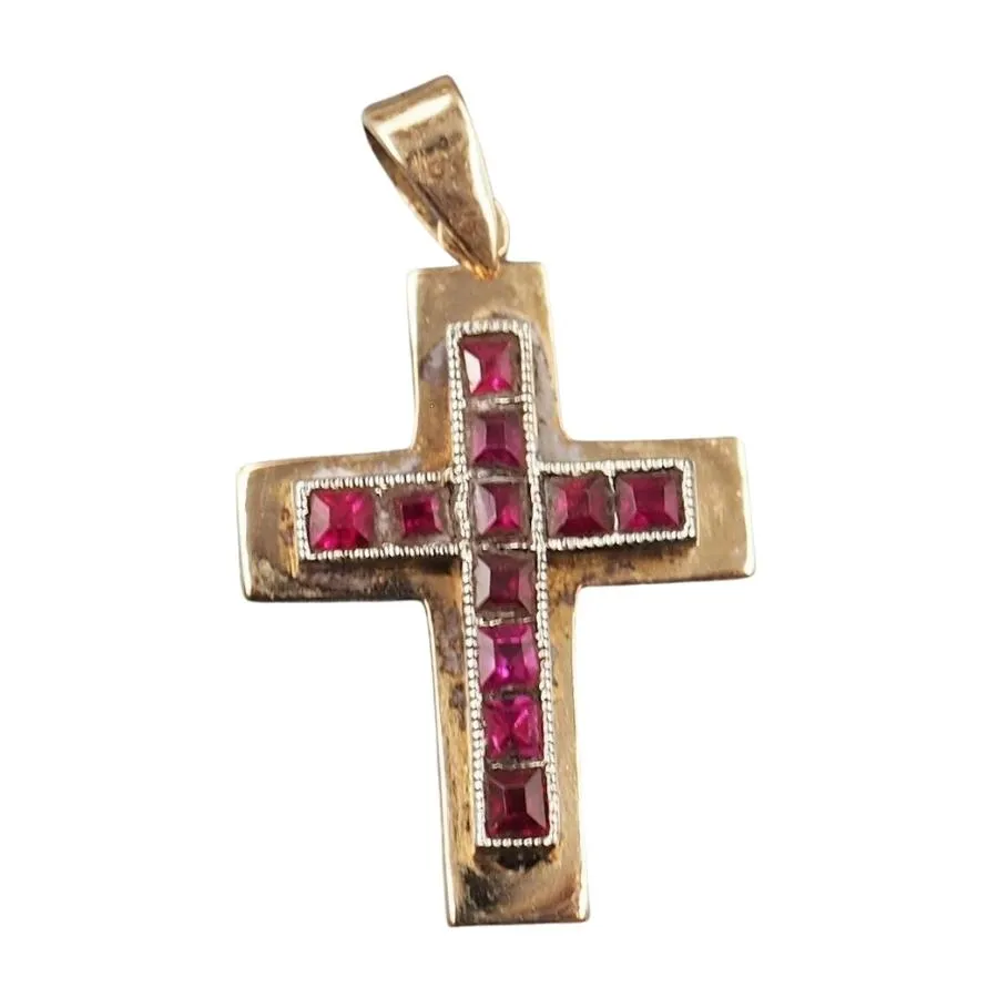 Timeless Elegance - 18ct Yellow & White Gold Ruby Cross Pendant