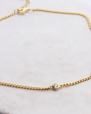 Tiny CZ Cuban Link Chain Anklet