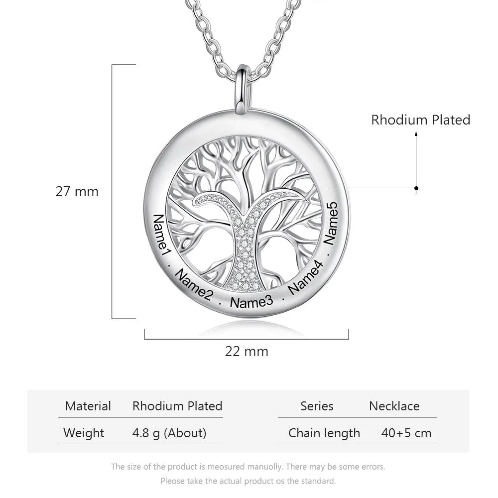 Tree Of Life Personalized Necklaces Family Jewelry Sliver Color Necklace&Pendant