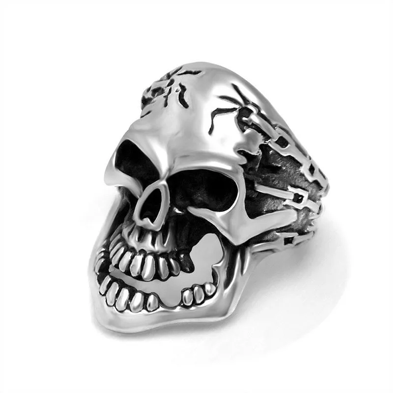 Trendy Men's Grinning Skull Ring - Titanium Steel Nightclub Accessory