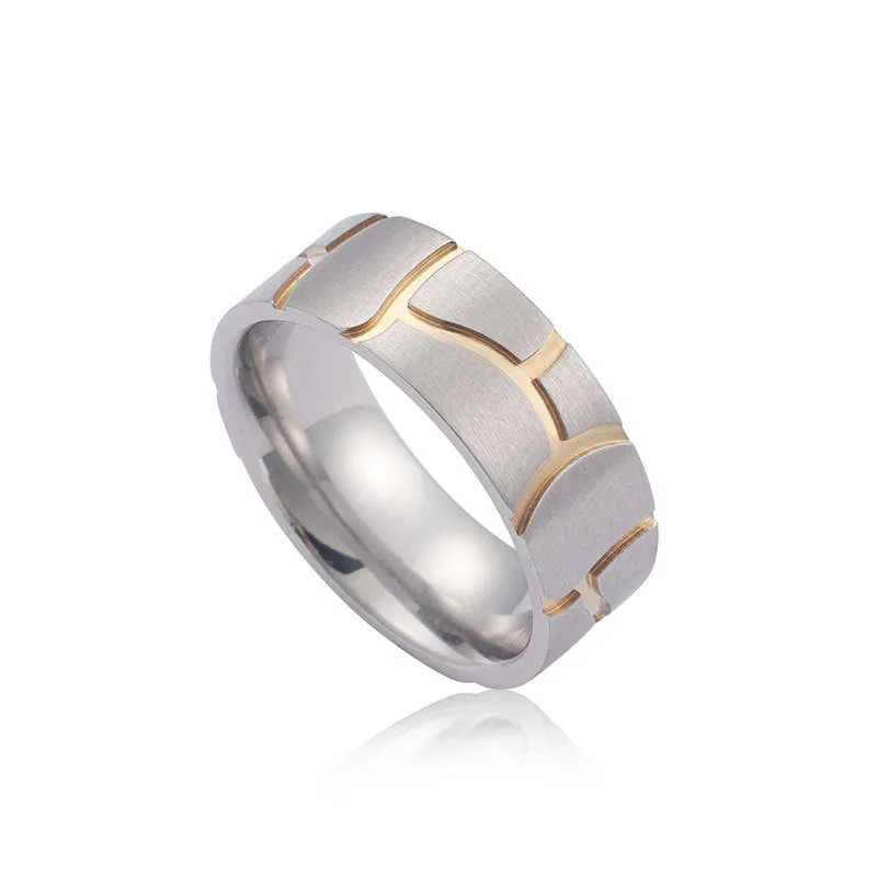 Trendy Two-Tone Titanium Steel Couple Rings for Men and Women - Korean Fashion Jewelry