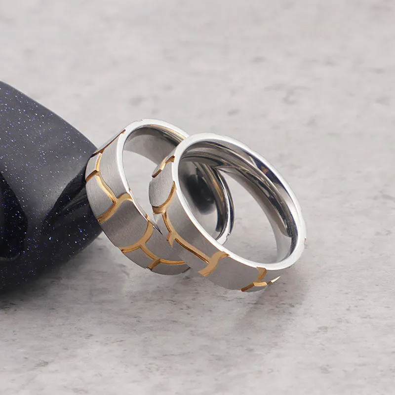 Trendy Two-Tone Titanium Steel Couple Rings for Men and Women - Korean Fashion Jewelry