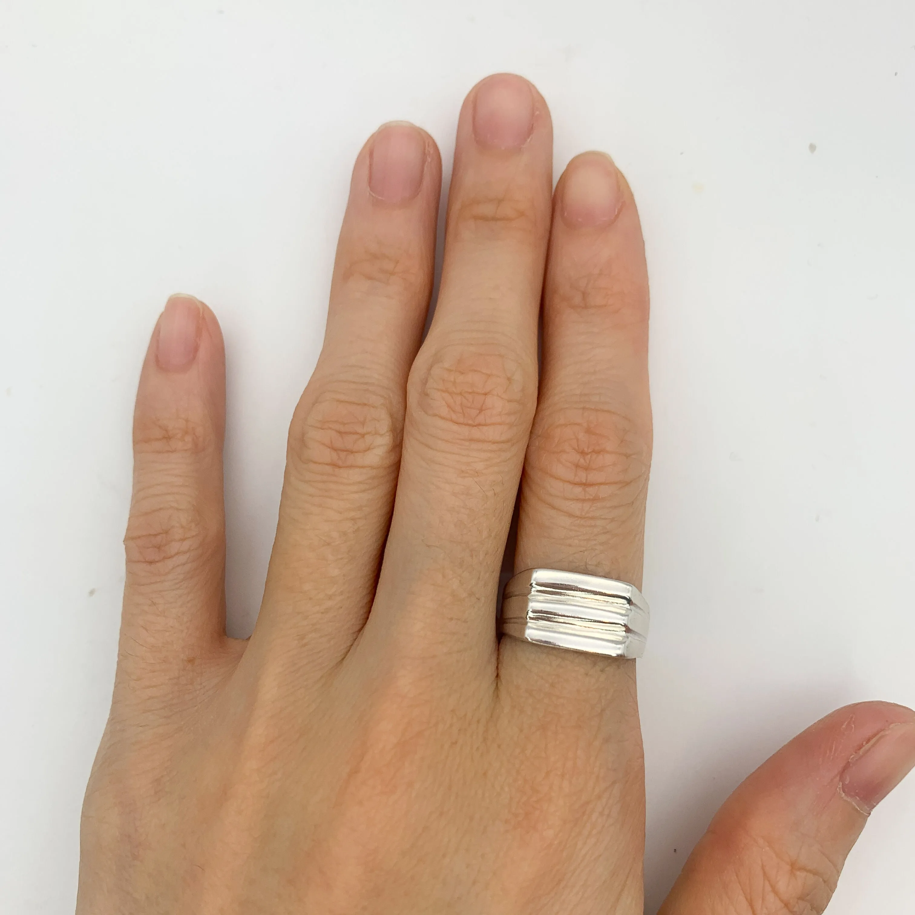 Triple Band Ring - Wide Silver Ring - Chunky Silver Ring