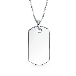 Unisex Sterling Silver Dog Tag Pendant Necklace for Men and Teens