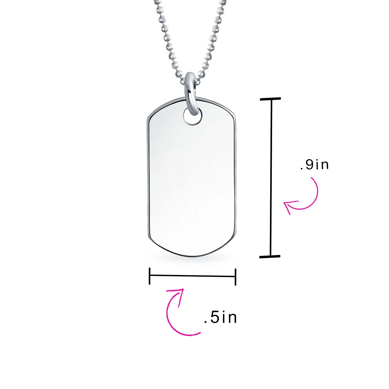 Unisex Sterling Silver Dog Tag Pendant Necklace for Men and Teens