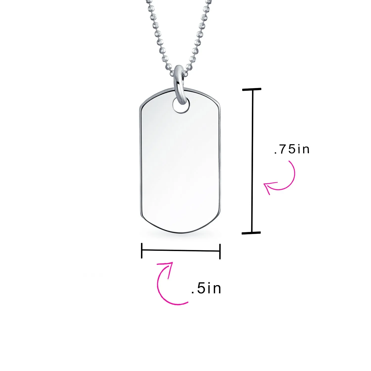 Unisex Sterling Silver Dog Tag Pendant Necklace for Men and Teens