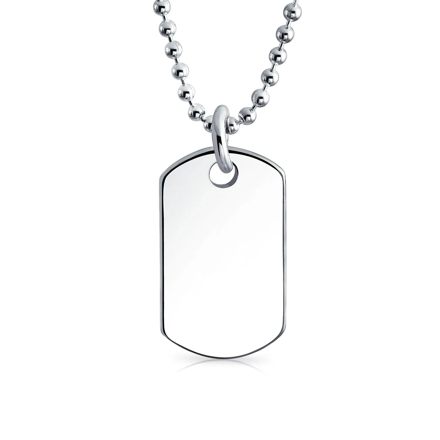 Unisex Sterling Silver Dog Tag Pendant Necklace for Men and Teens