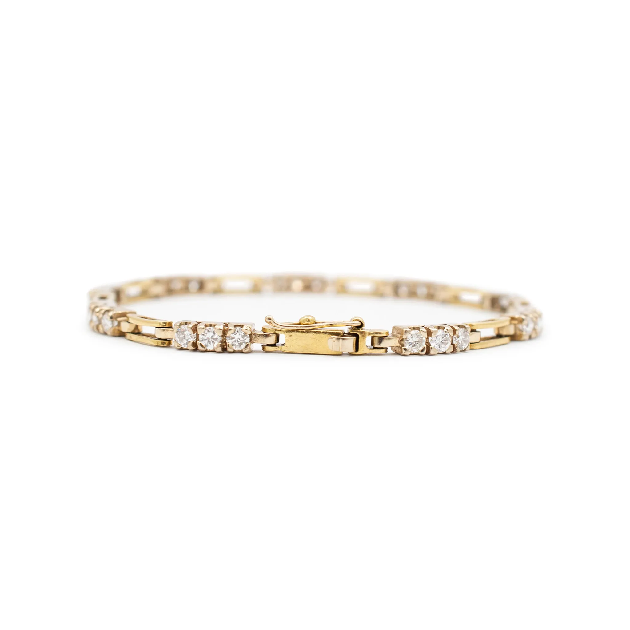 Vintage 18K Yellow Gold Diamond Link Bracelet