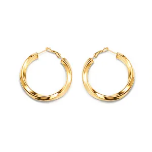 Vintage French Twist C-Shaped Earrings in 18K Gold Plated Titanium Steel