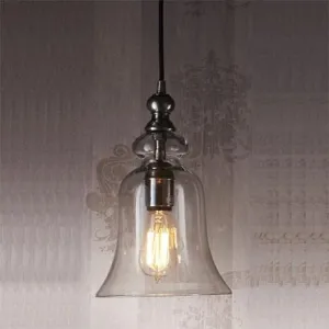 Vintage Glass Pendant Light | Antique Silver