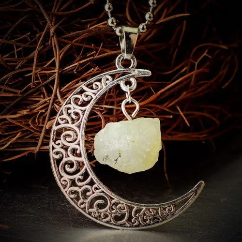 Vintage Moon Necklace Irregular Natural Stone Pendants