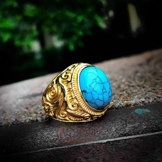 Vintage Oval Tiger Eye Brown Stones Ring