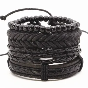 Vintage Rope Handmade Bead Woven Leather  Bracelets